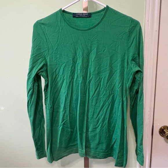 koko Road Tops - Koko Road long sleeve crew neck wool t shirt Green NZ 14